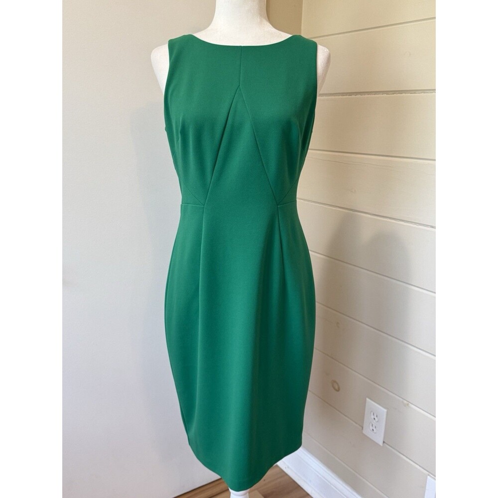 Vince Camuto Emerald Green Dress Sleeveless Back Cutouts Sz 8 Modern Dopamine